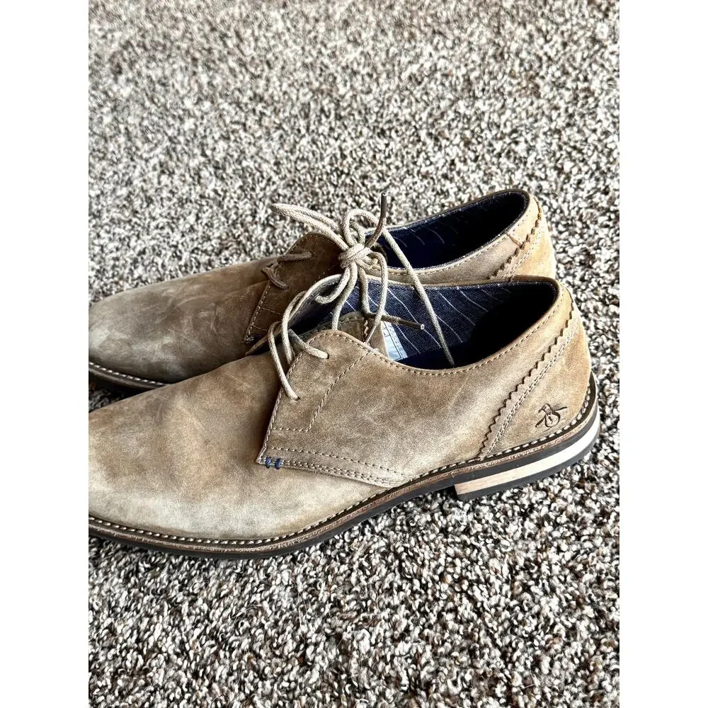 Penguin by Munsingwear Men’s Tan Suede Oxford Casual Dress Shoes Size 9.5